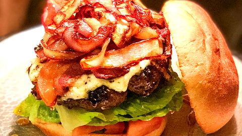 Blue Cheese, Bacon and Spicy Honey Bison Burger