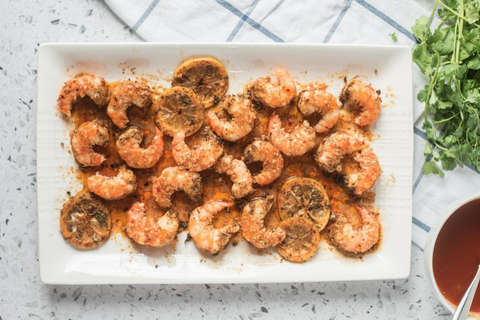 Grilled Jumbo Shrimp Drizzled with Lemon Chipotle Butter