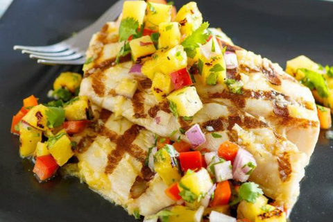 Grilled Mahi Mahi with Pineapple Salsa and Lemon Butter