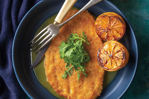 Pan Pan-fried Calamari Steaks with Charred Lemon and Lemon Beurre Blanc