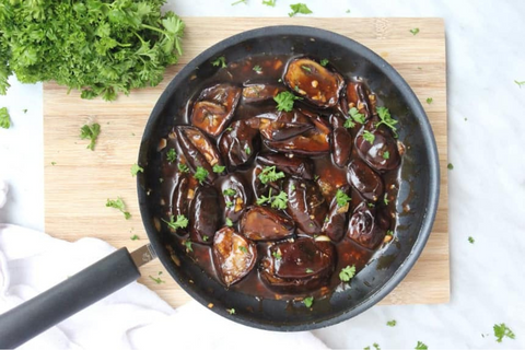 Roasted Baby Eggplant with Stir Fry Sauce