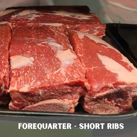 short ribs in a display case at the butchery