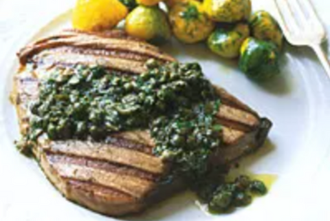 Tuna Steaks with Lemon Caper Sauce