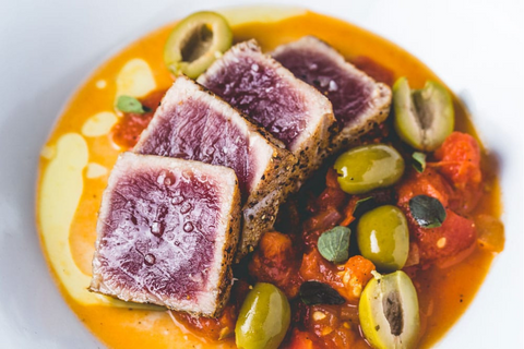 Tuna Steaks with Tomato and Olive Relish
