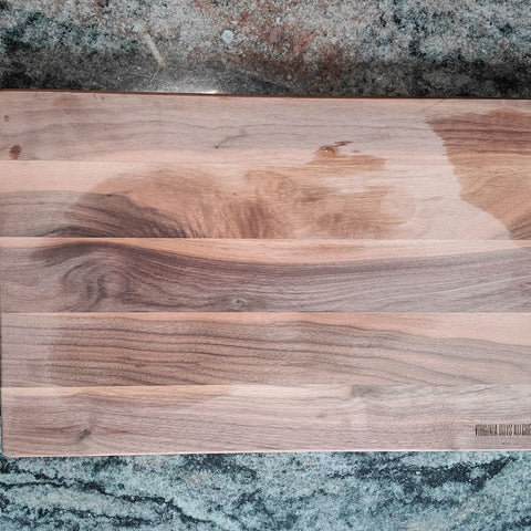 wood cutting board shows water stains