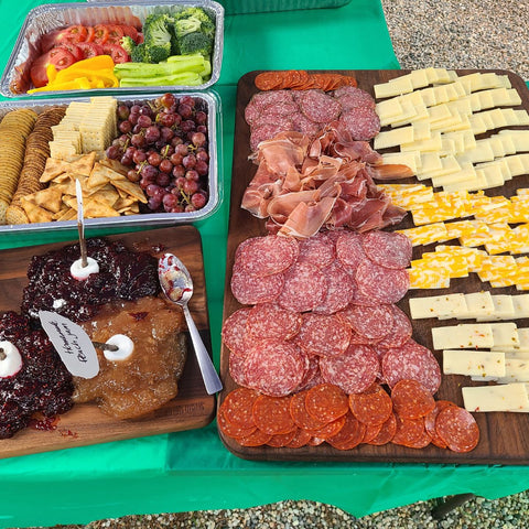 dark wood makes a best charcuterie display board