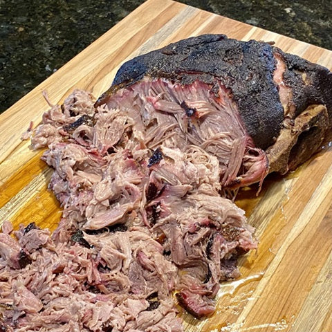 pulled pork on cutting board