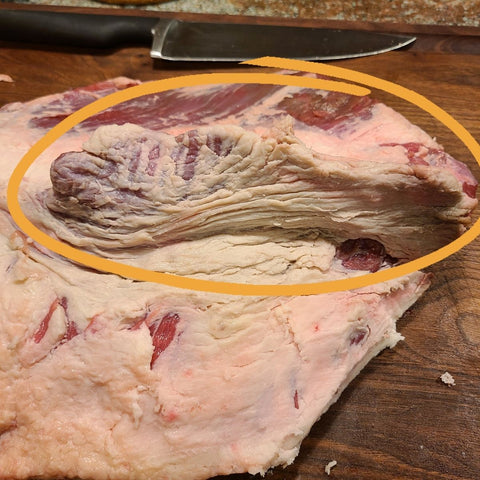 large piece of brisket with the flap shown