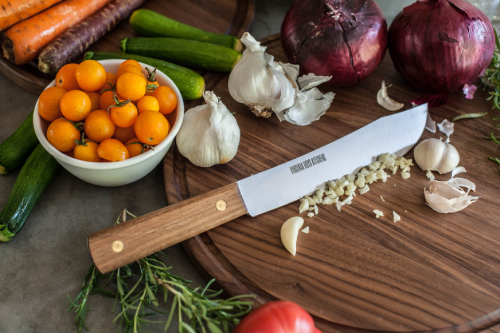 walnut handle utility knife from chef knife set