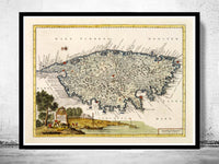 Old Map of Corsica Isle de Corse 1740  | Vintage Poster Wall Art Print |