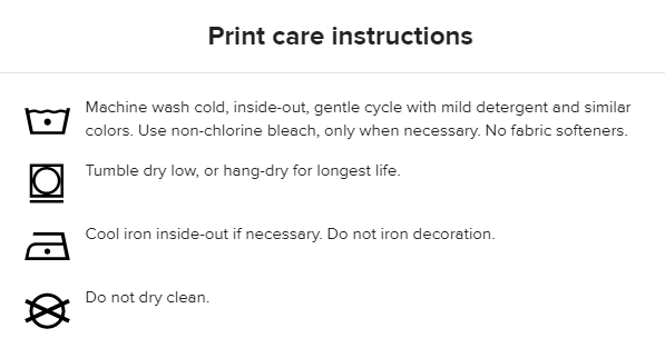 Print care instructions