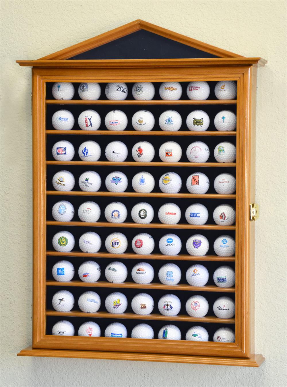 63 Golf Ball Designer Wood Display Case Free Shipping