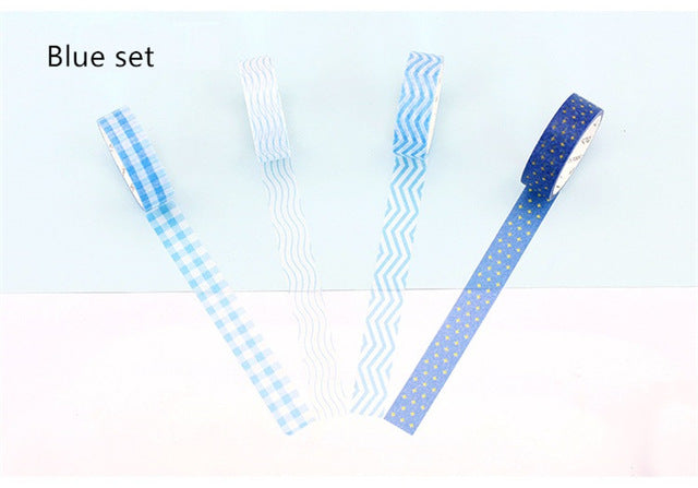 Rainbow Colored Decorative Washi Tape Set 4 Rolls 6 Sets