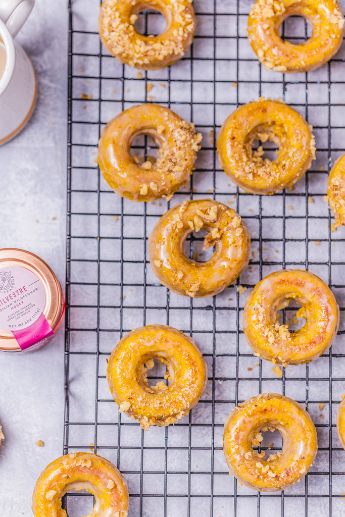 Turmeric carrot donuts with chai spiced glaze