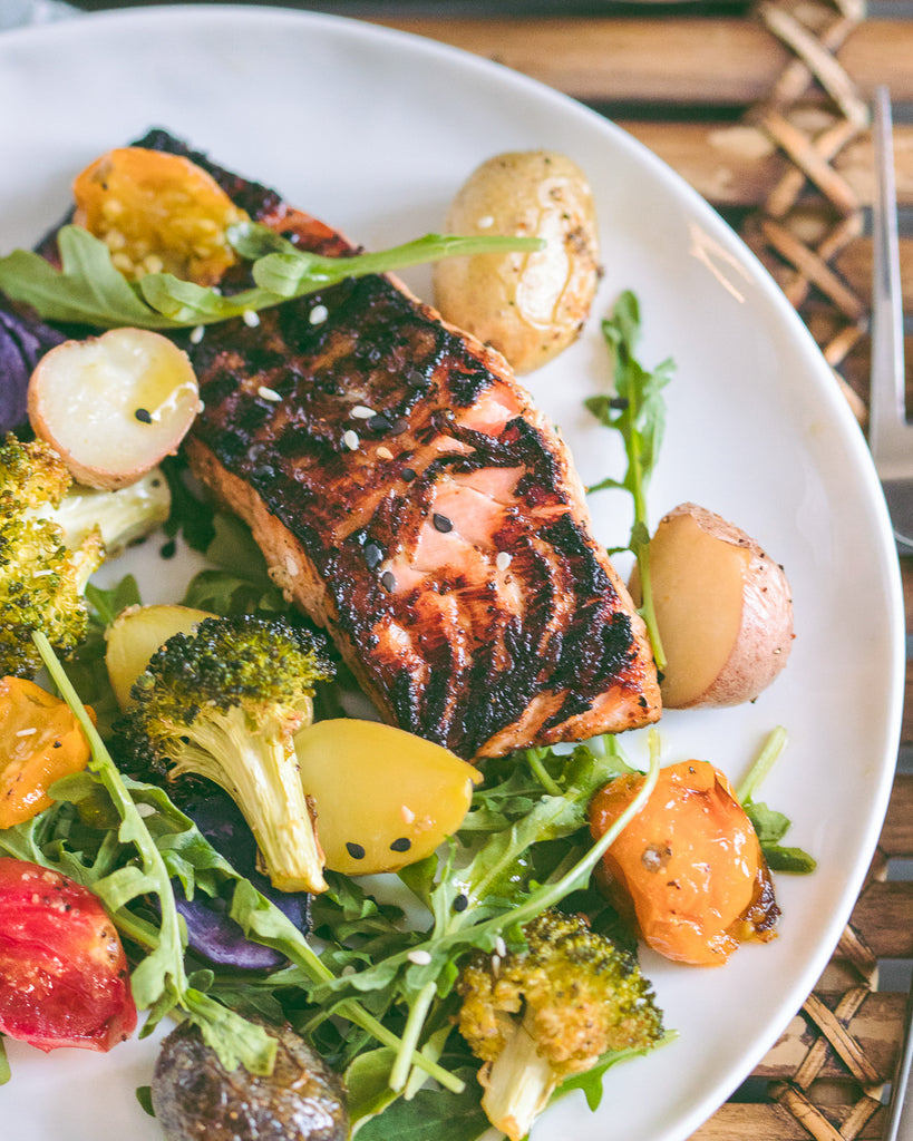 Honey Glazed Salmon with Roasted Veggies