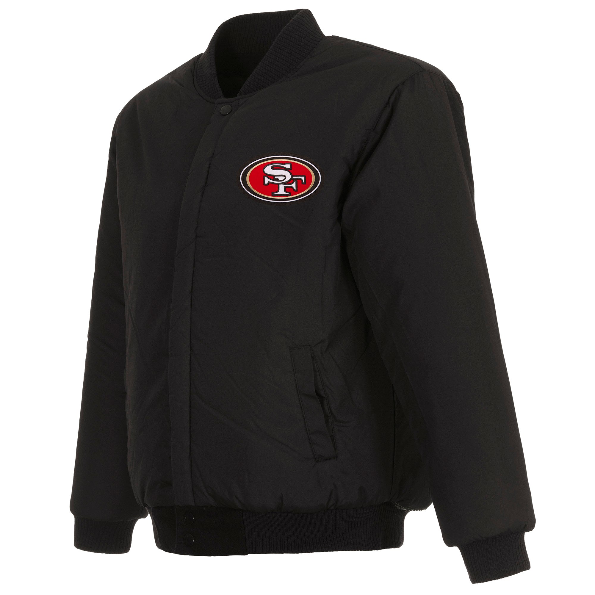 San Francisco 49ers Reversible Wool Jacket - Black | J.H. Sports Jackets