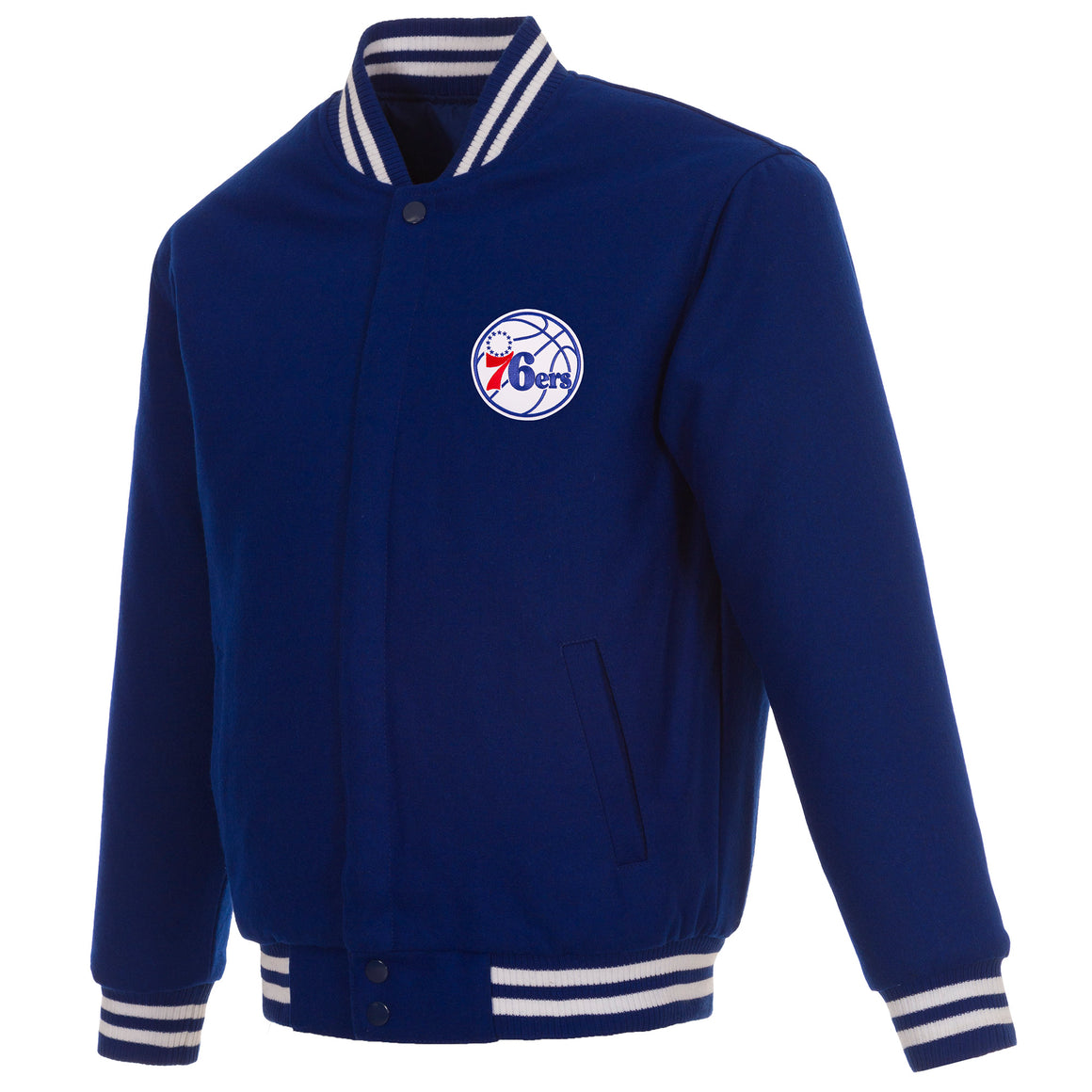 Philadelphia 76ers Reversible Wool Jacket - Royal | J.H. Sports Jackets