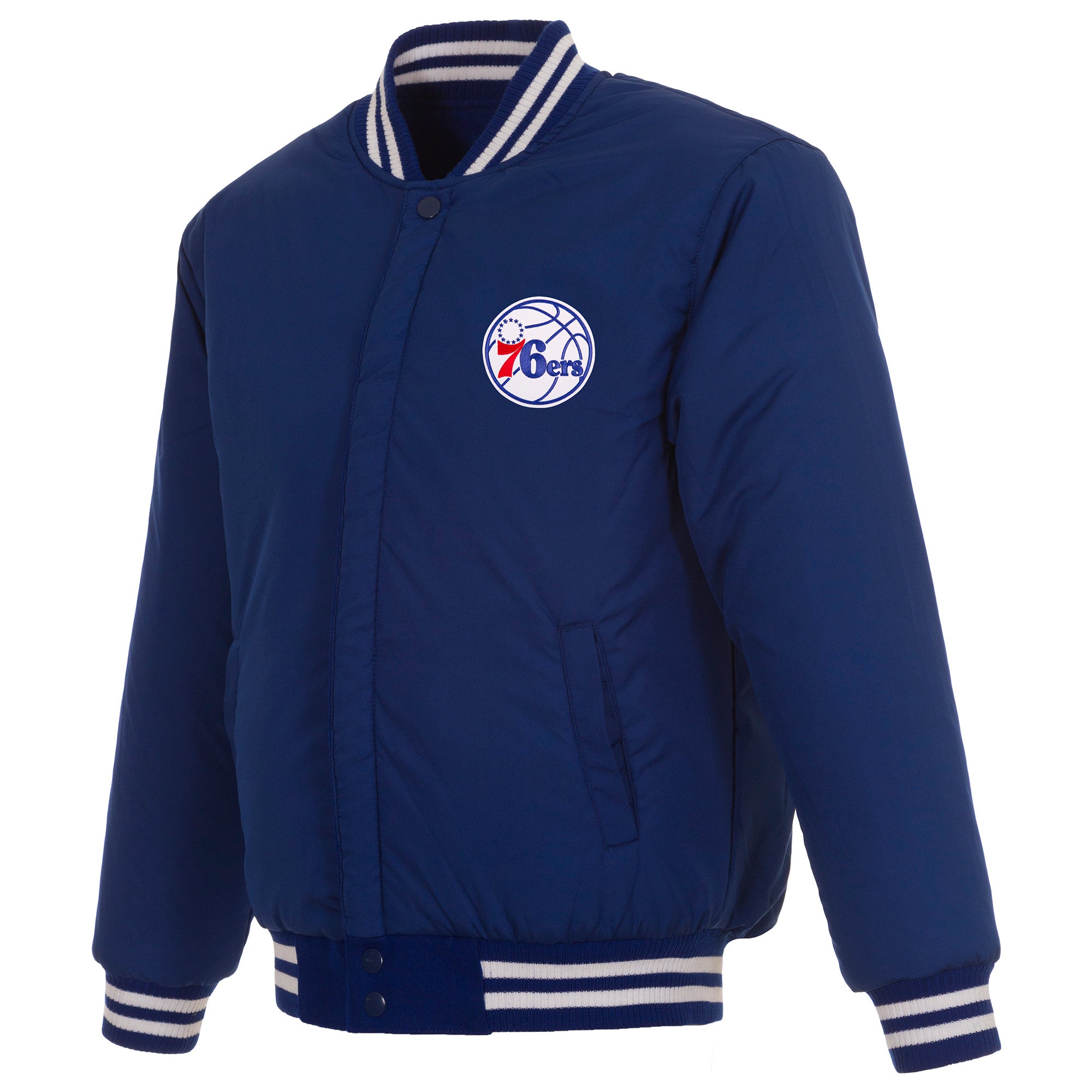 Philadelphia 76ers Reversible Wool Jacket - Royal | J.H. Sports Jackets