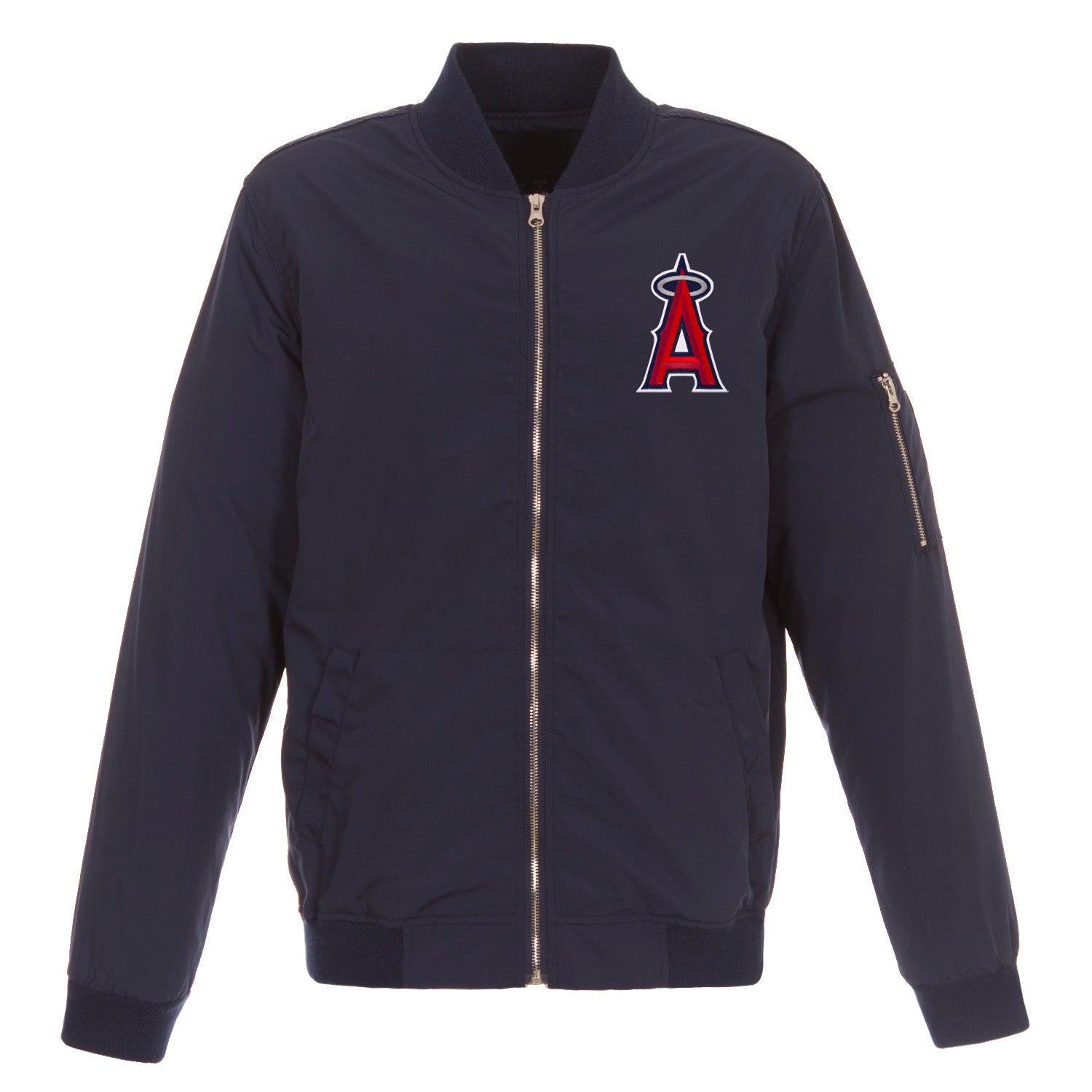 Los Angeles Angels JH Design Lightweight Nylon Bomber Jacket – Navy | J ...