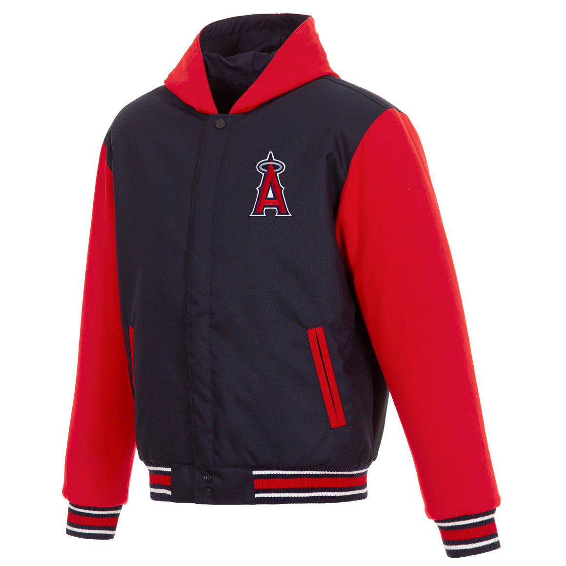 Los Angeles Angels Two-Tone Reversible Fleece Hooded Jacket - Navy/Red ...