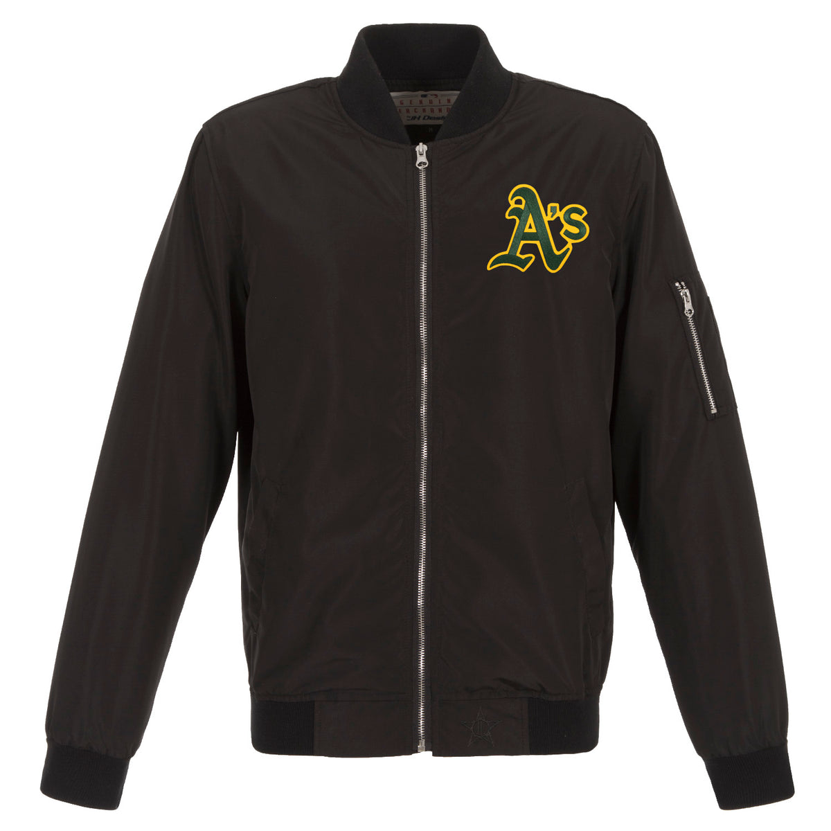 Oakland Athletics JH Design Lightweight Nylon Bomber Jacket – Black | J ...