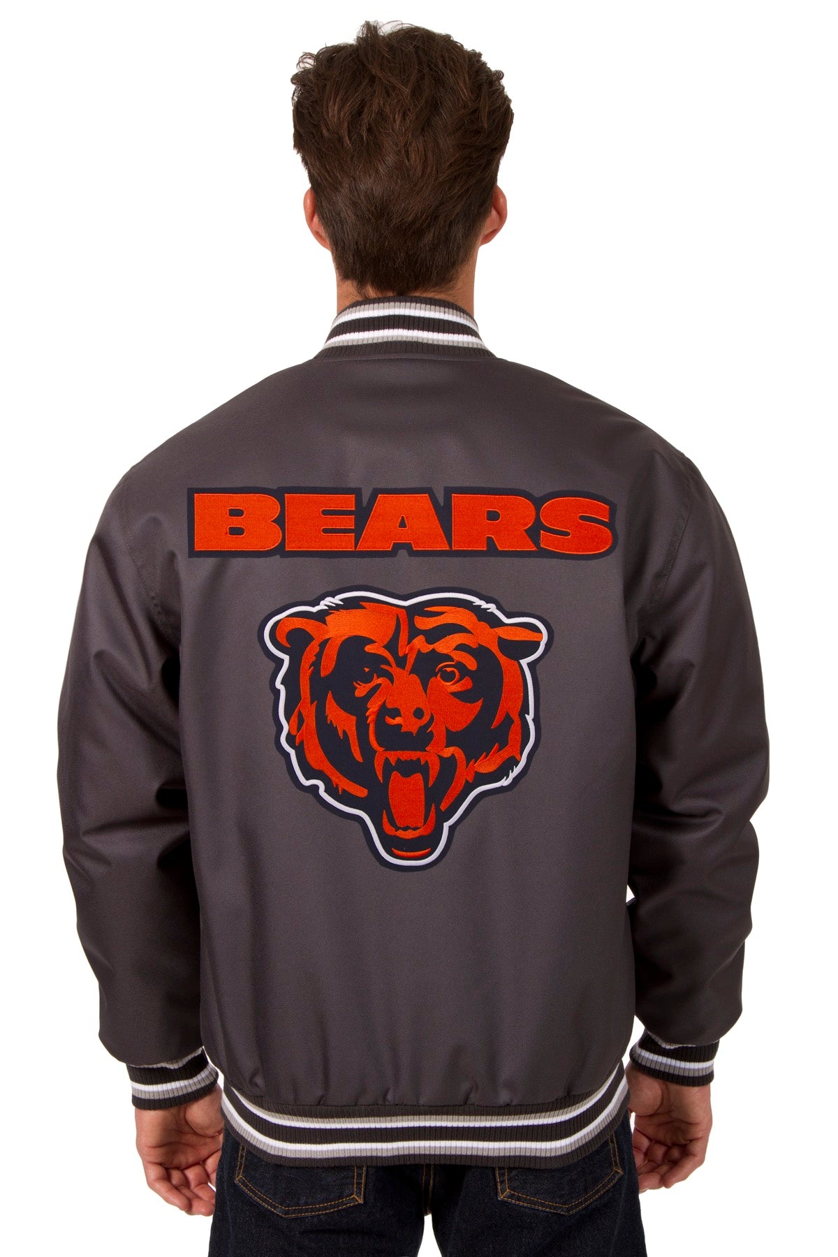 Chicago Bears Poly Twill Varsity Jacket - Charcoal | J.H. Sports Jackets