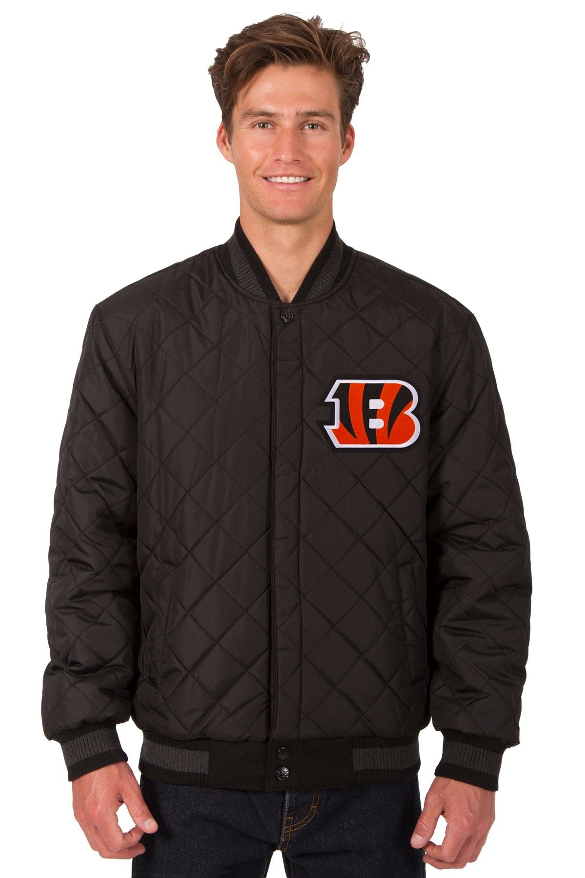 Cincinnati Bengals Wool & Leather Reversible Jacket w/ Embroidered ...