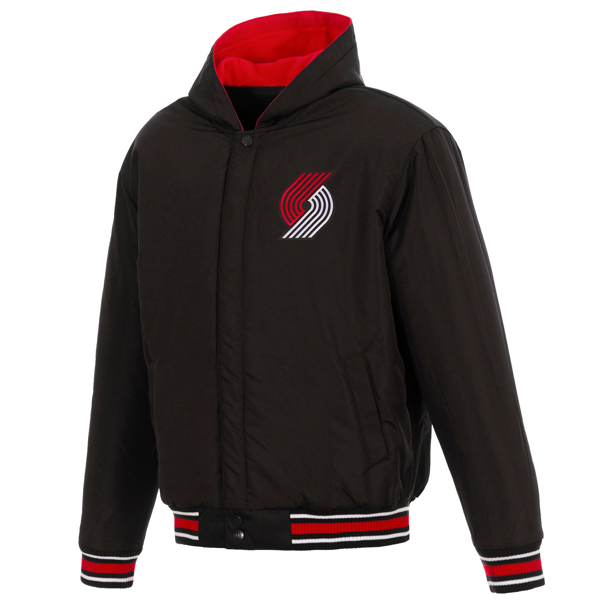 Portland Trail Blazers Two-Tone Reversible Fleece Hooded Jacket - Black ...