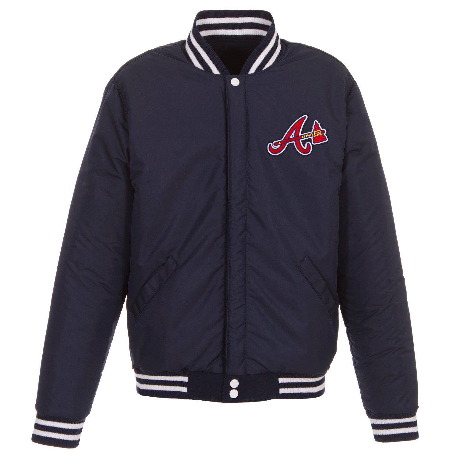 Atlanta Braves - JH Design Reversible Fleece Jacket with Faux Leather ...