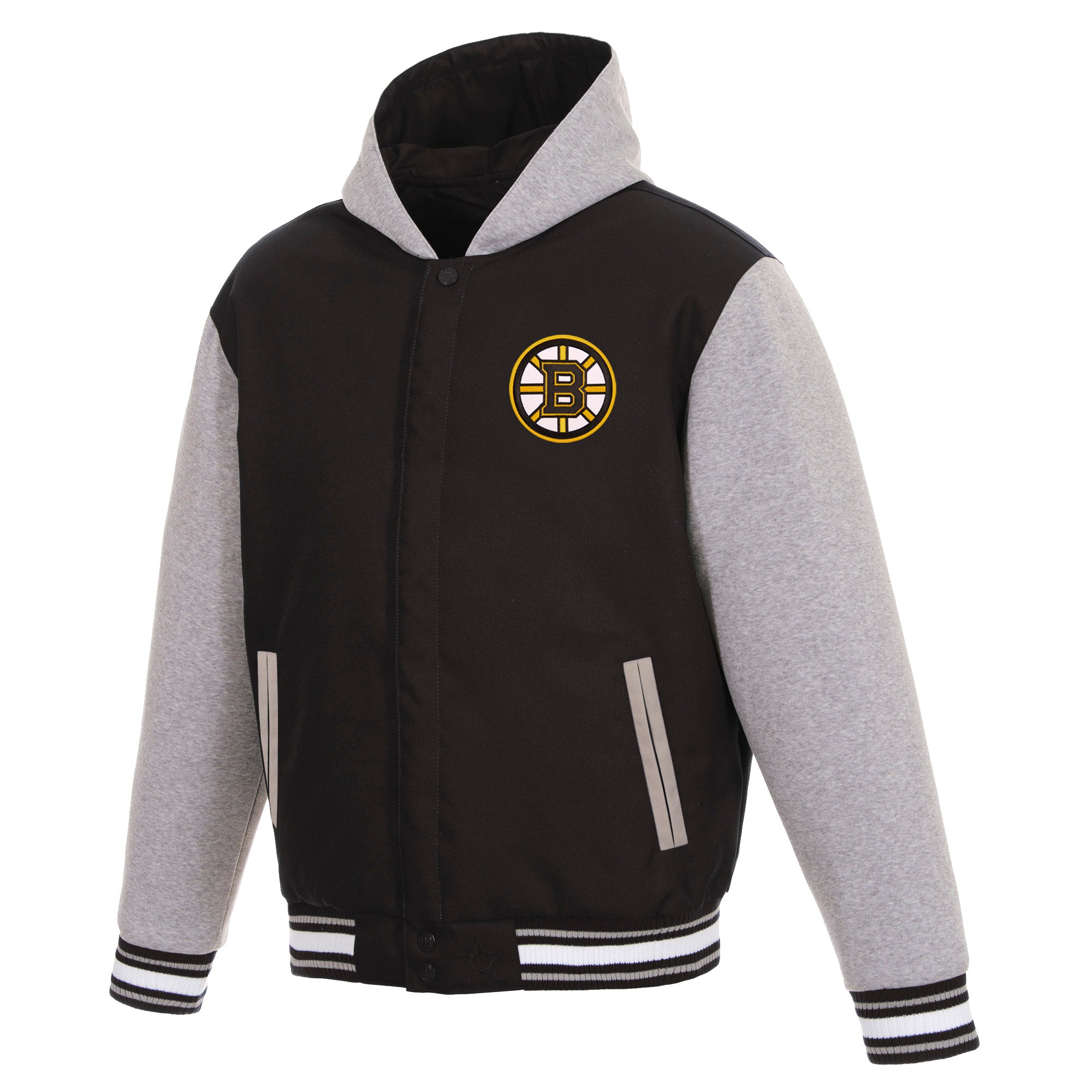 Boston Bruins TwoTone Reversible Fleece Hooded Jacket Black/Grey J