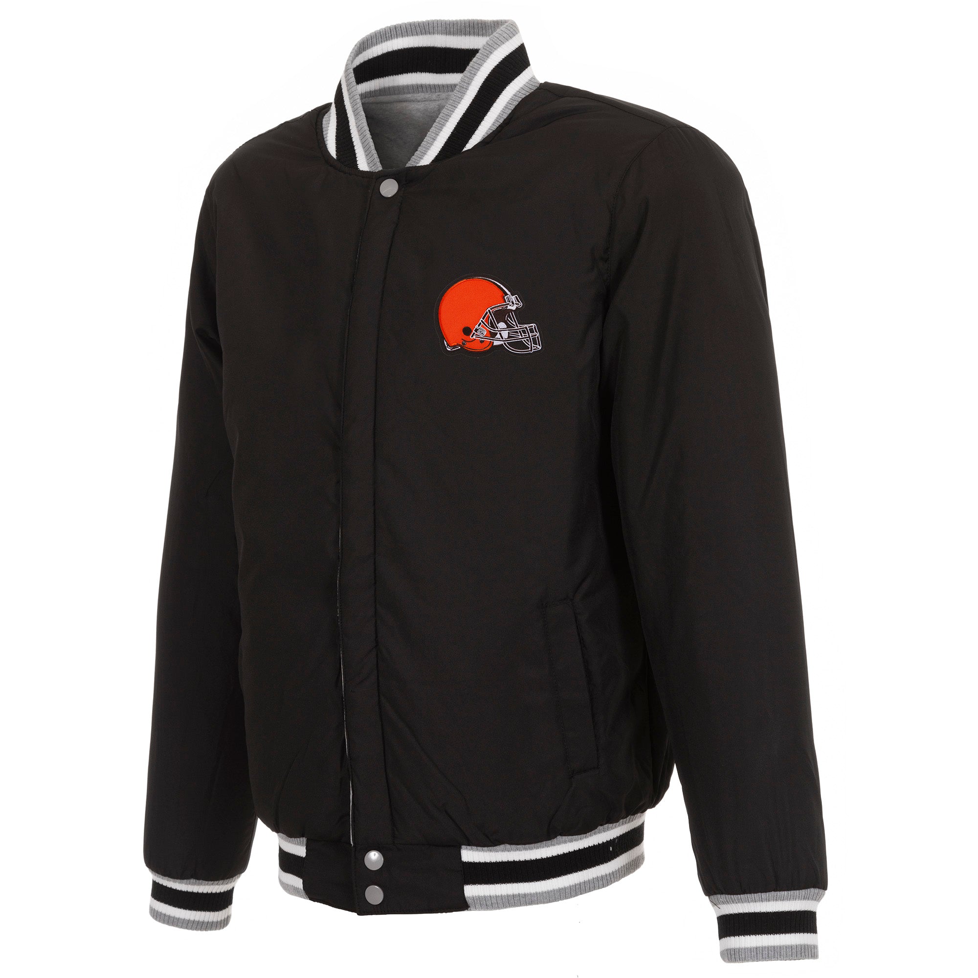 Cleveland Browns Two-Tone Reversible Fleece Jacket - Gray/Black | J.H ...