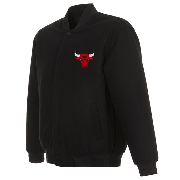 Chicago Bulls Wool & Leather Reversible Jacket w/ Embroidered Logos ...