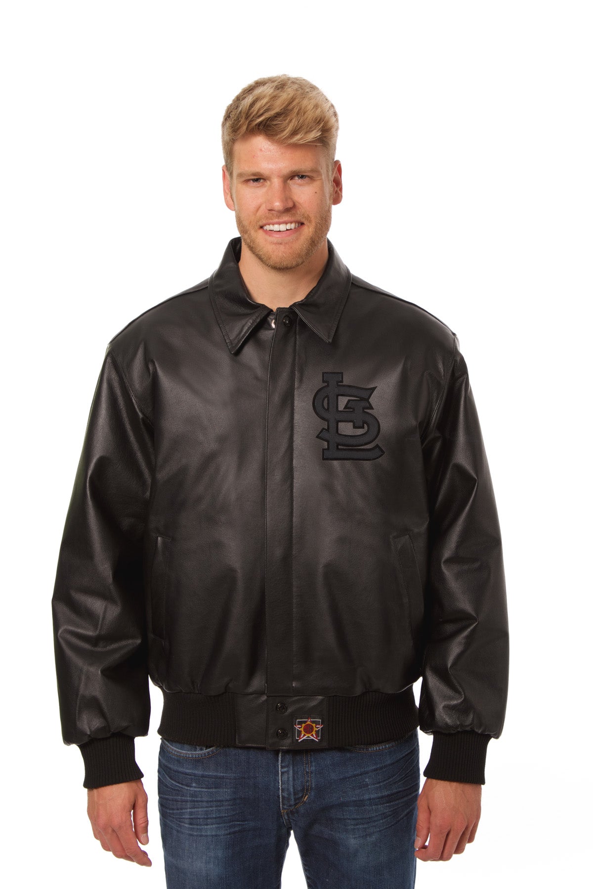 St. Louis Cardinals Full Leather Jacket - Black/Black | J.H. Sports Jackets