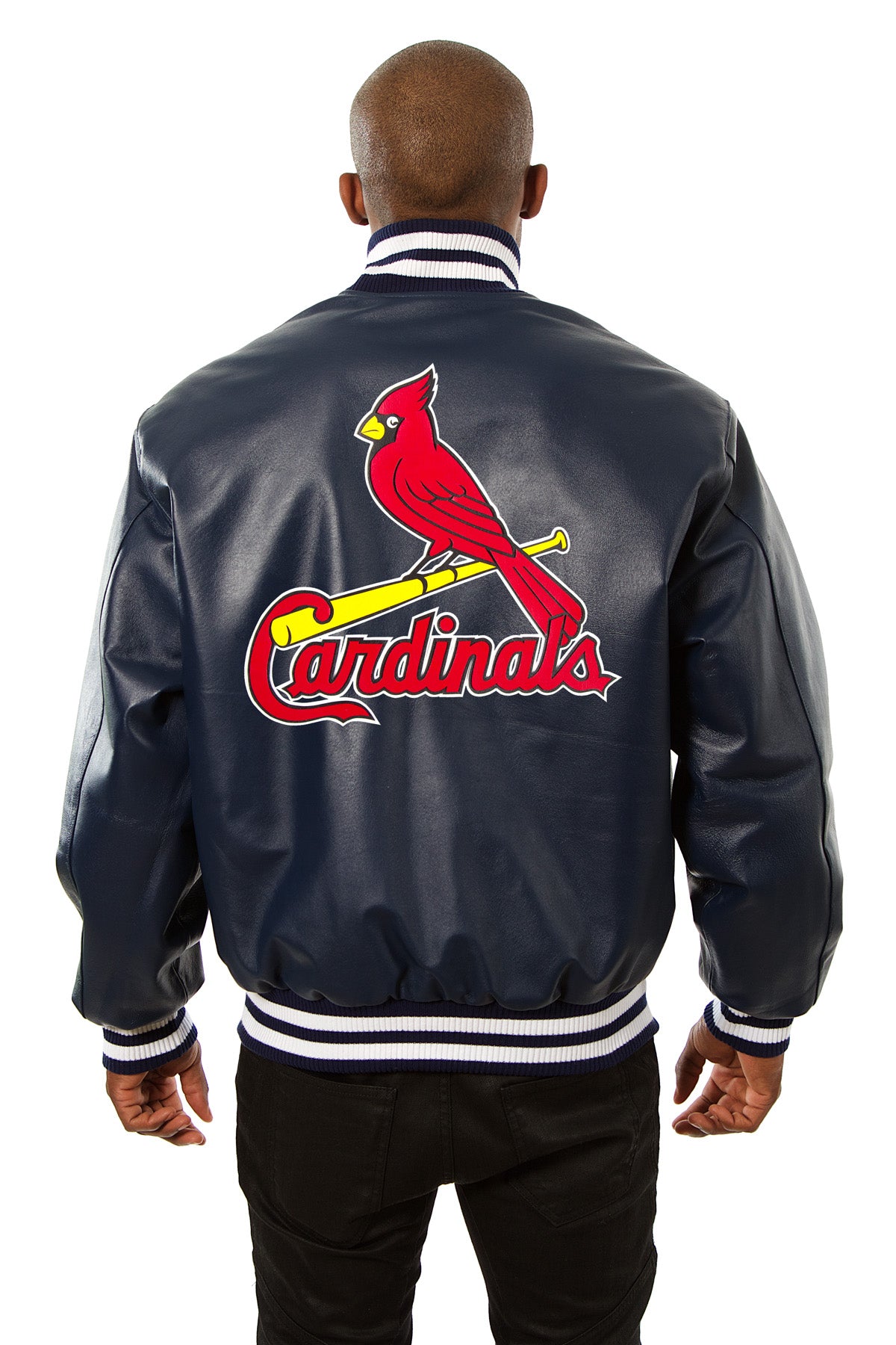 St. Louis Cardinals Full Leather Jacket - Navy | J.H. Sports Jackets