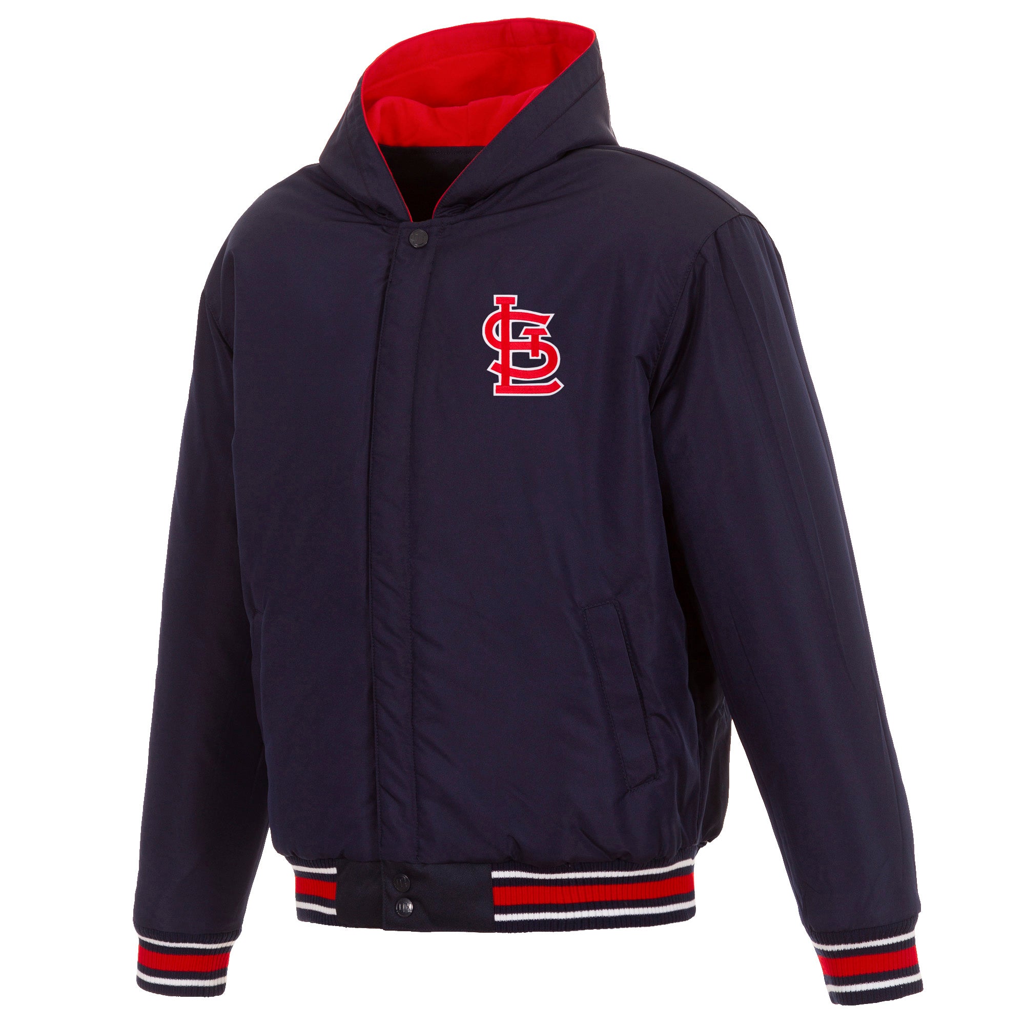 St. Louis Cardinals Two-Tone Reversible Fleece Hooded Jacket - Navy/Red ...