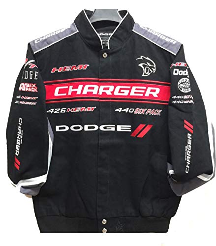 Dodge Ram Embroidered Leather Bomber Jacket - Black | J.H. Sports Jackets