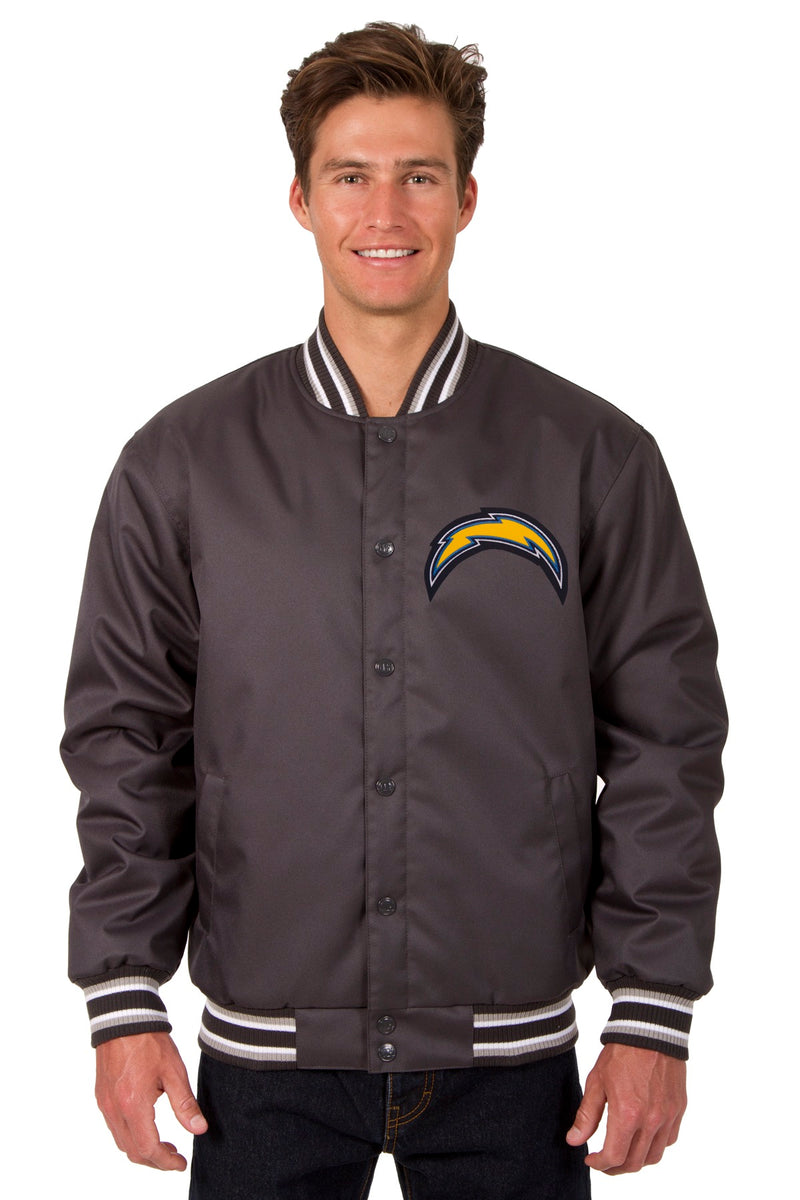 Los Angeles Chargers Poly Twill Varsity Jacket - Charcoal | J.H. Sports ...