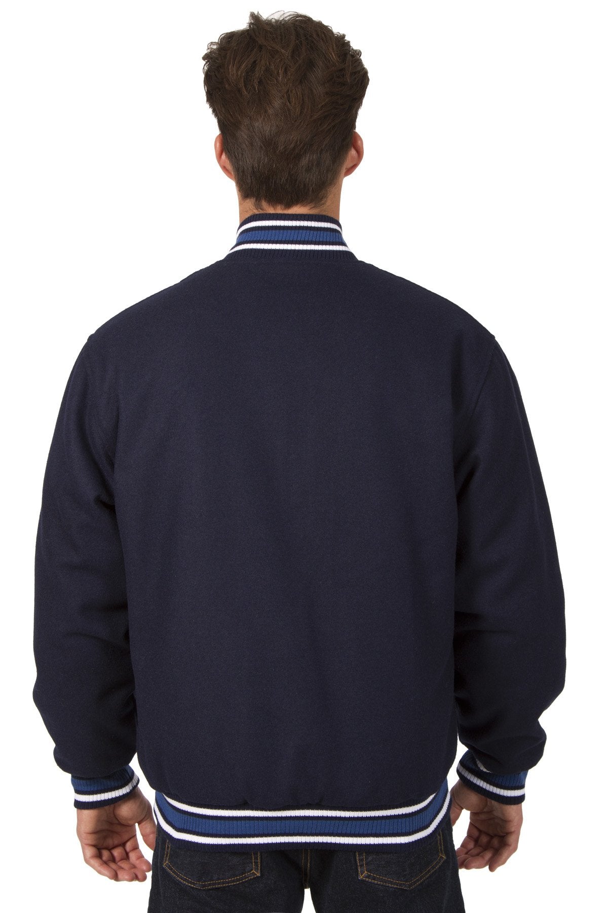 JH Design - All-Wool Varsity Jacket - Reversible - Navy | J.H. Sports