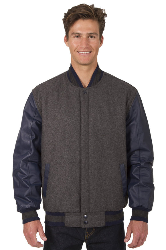 JH Design - Wool and Leather Varsity Jacket - Reversible | J.H. Sports