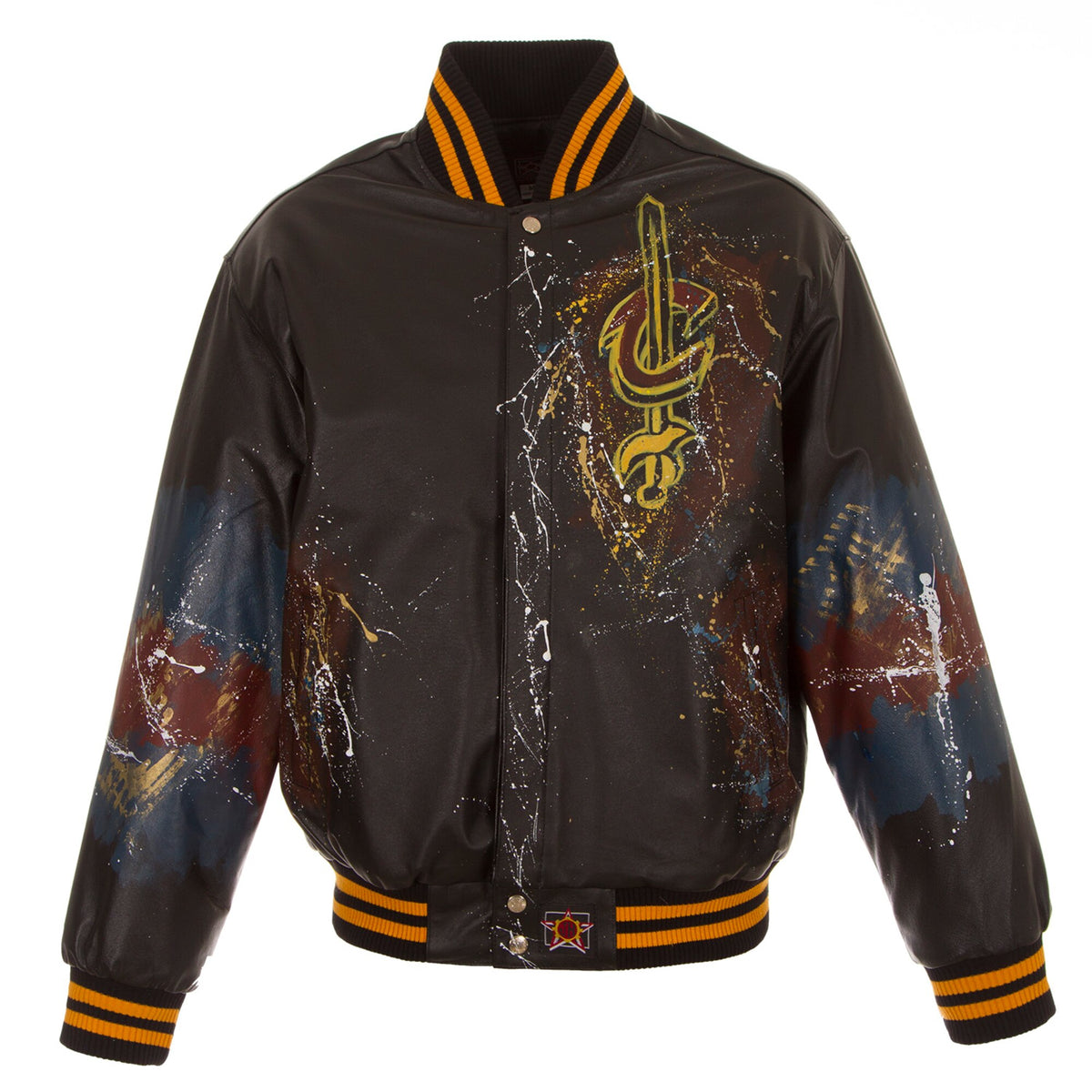 Cleveland Cavaliers JH Design Hand-Painted Leather Jacket - Black | J.H ...