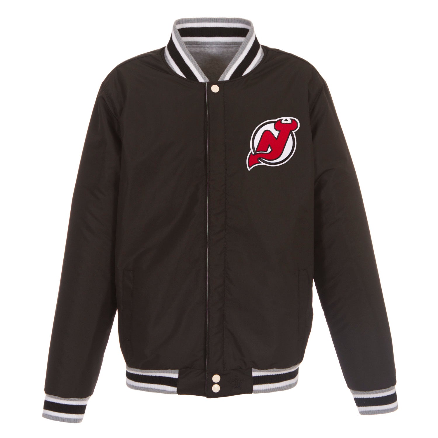 New Jersey Devils Two-Tone Reversible Fleece Jacket - Gray/Black | J.H ...