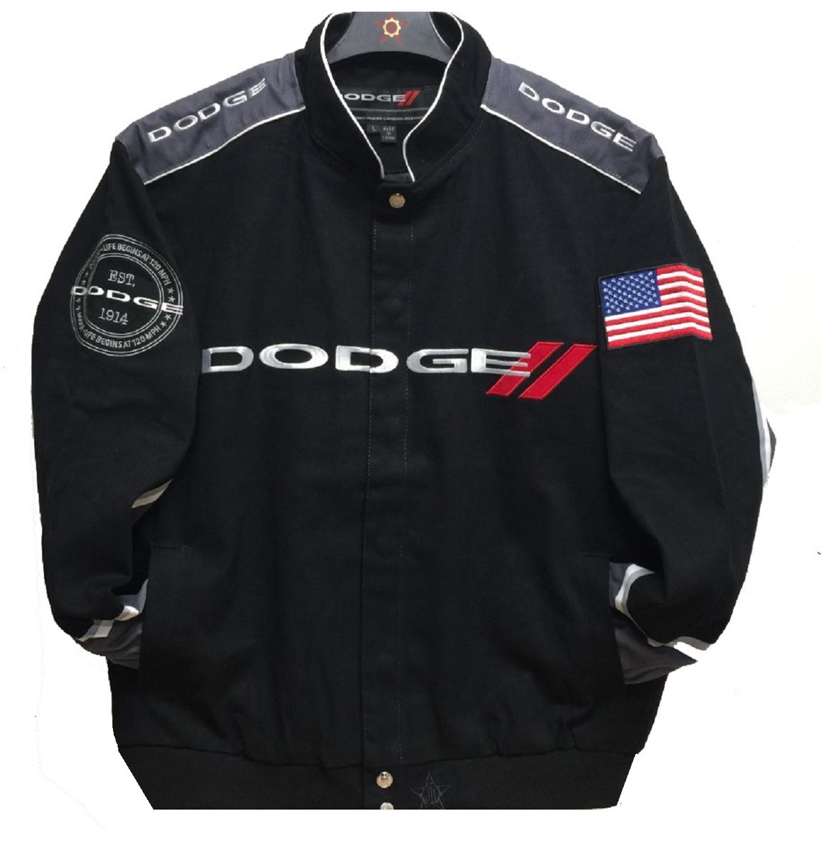 2019 Dodge Racing Twill Jacket - Black | J.H. Sports Jackets