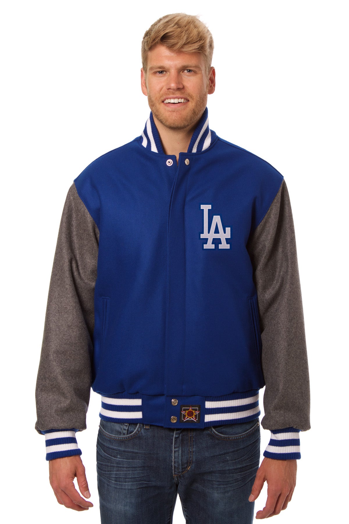Los Angeles Dodgers Embroidered Wool Jacket - Royal/Charcoal | J.H ...