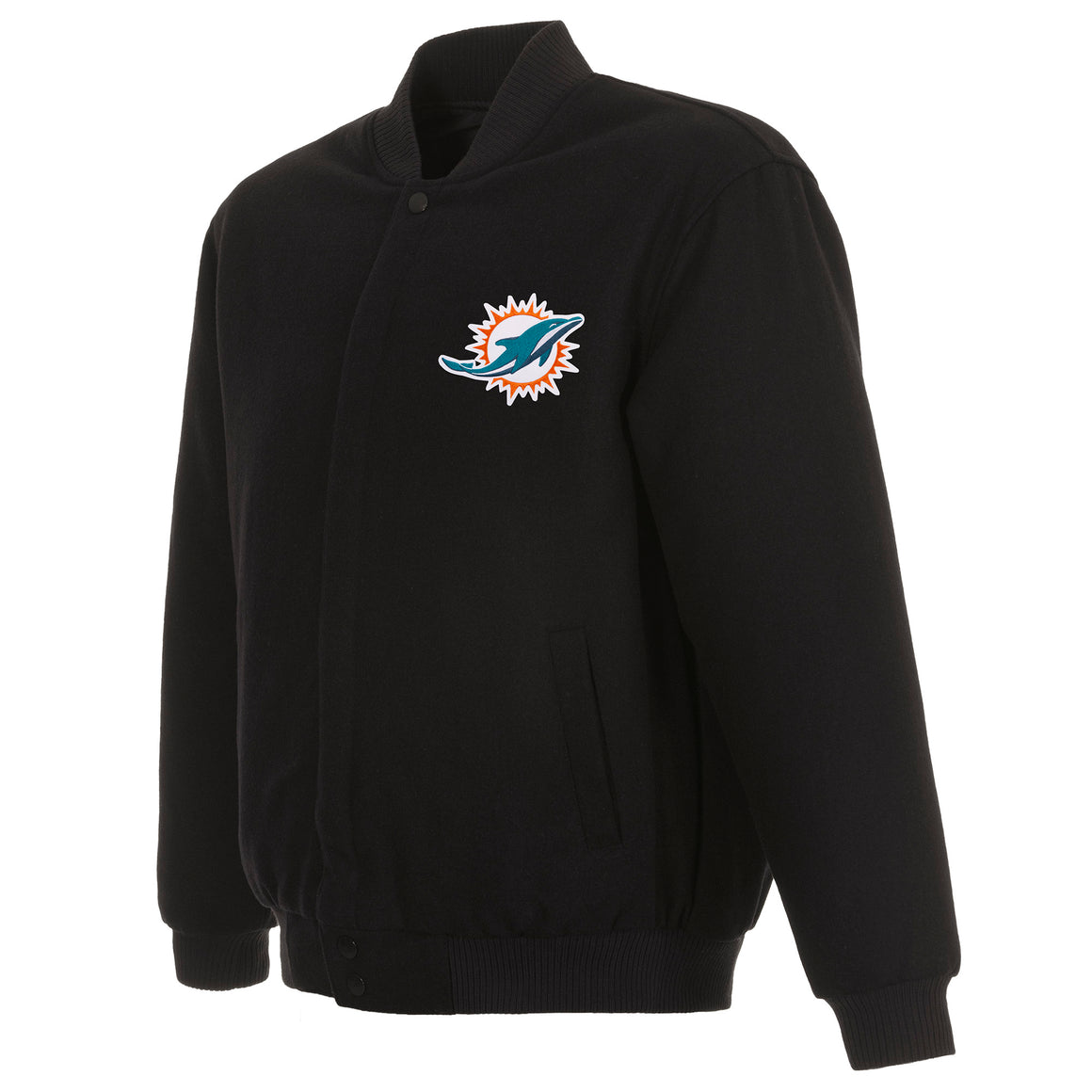 Miami Dolphins Reversible Wool Jacket - Black | J.H. Sports Jackets