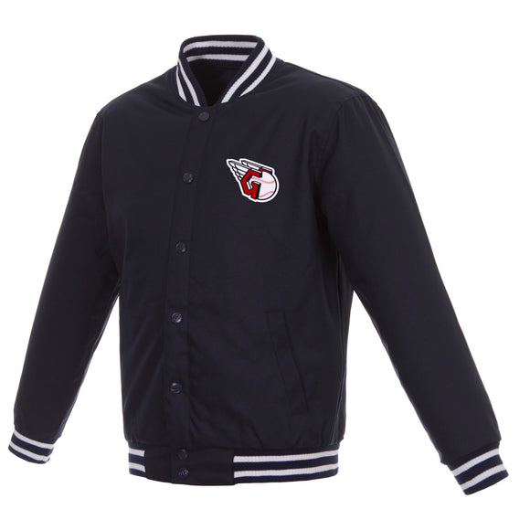 Cleveland Guardians Poly Twill Varsity Jacket - Navy | J.H. Sports Jackets