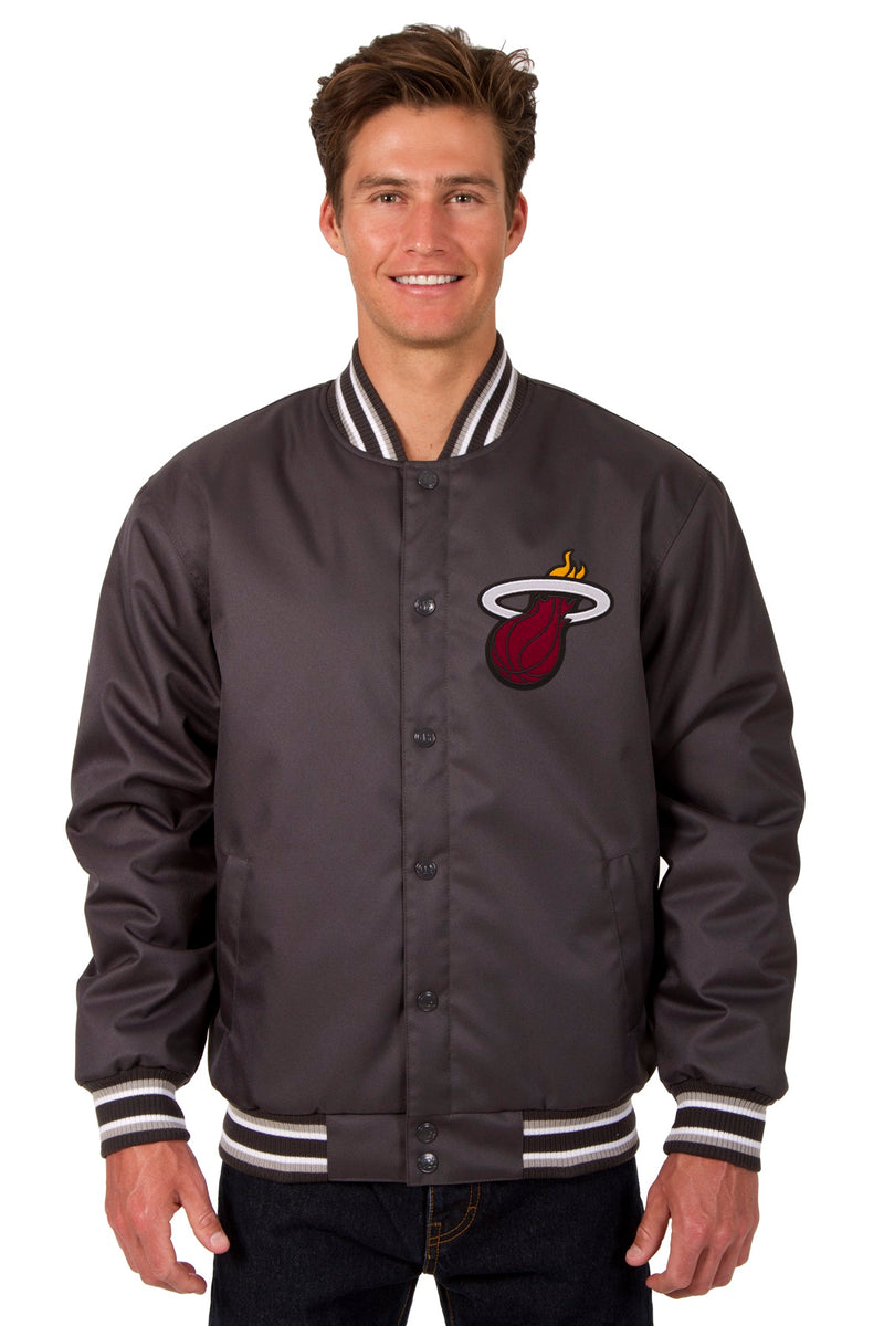 Miami Heat Poly Twill Varsity Jacket - Charcoal | J.H. Sports Jackets