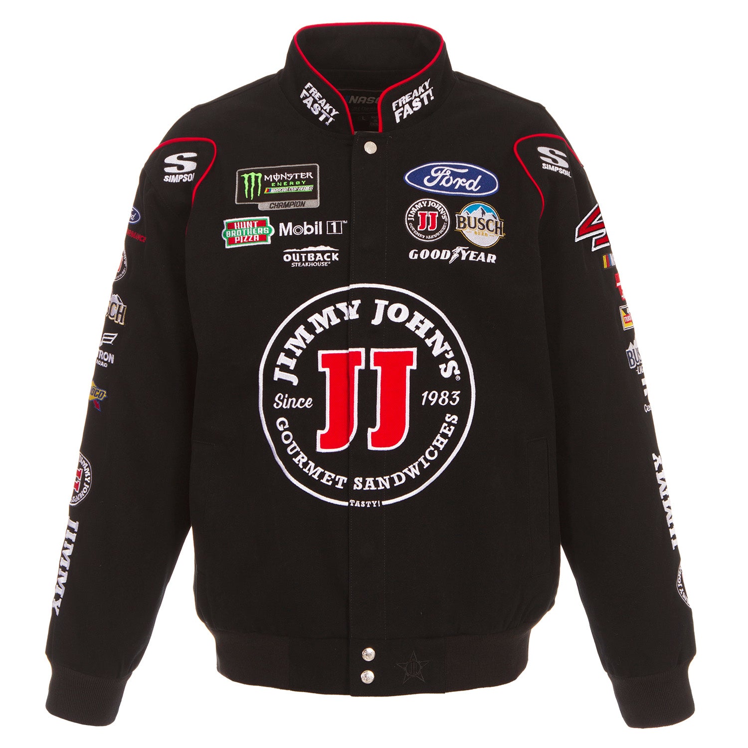 2018 Kevin Harvick Jimmy John's Nascar Twill Jacket - Black – J.H ...