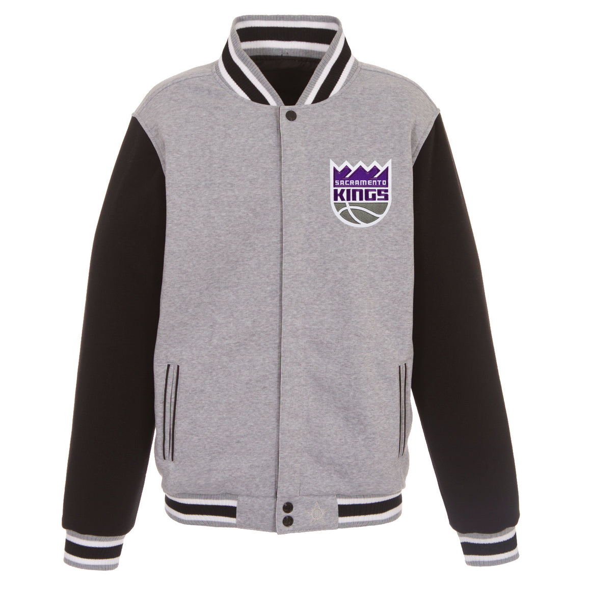 Sacramento Kings Two-Tone Reversible Fleece Jacket - Gray/Black | J.H ...