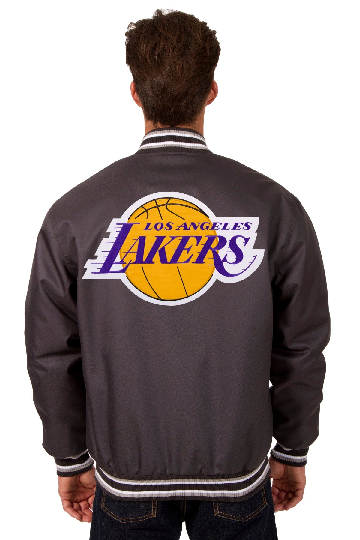Los Angeles Lakers Poly Twill Varsity Jacket - Black | J.H. Sports Jackets