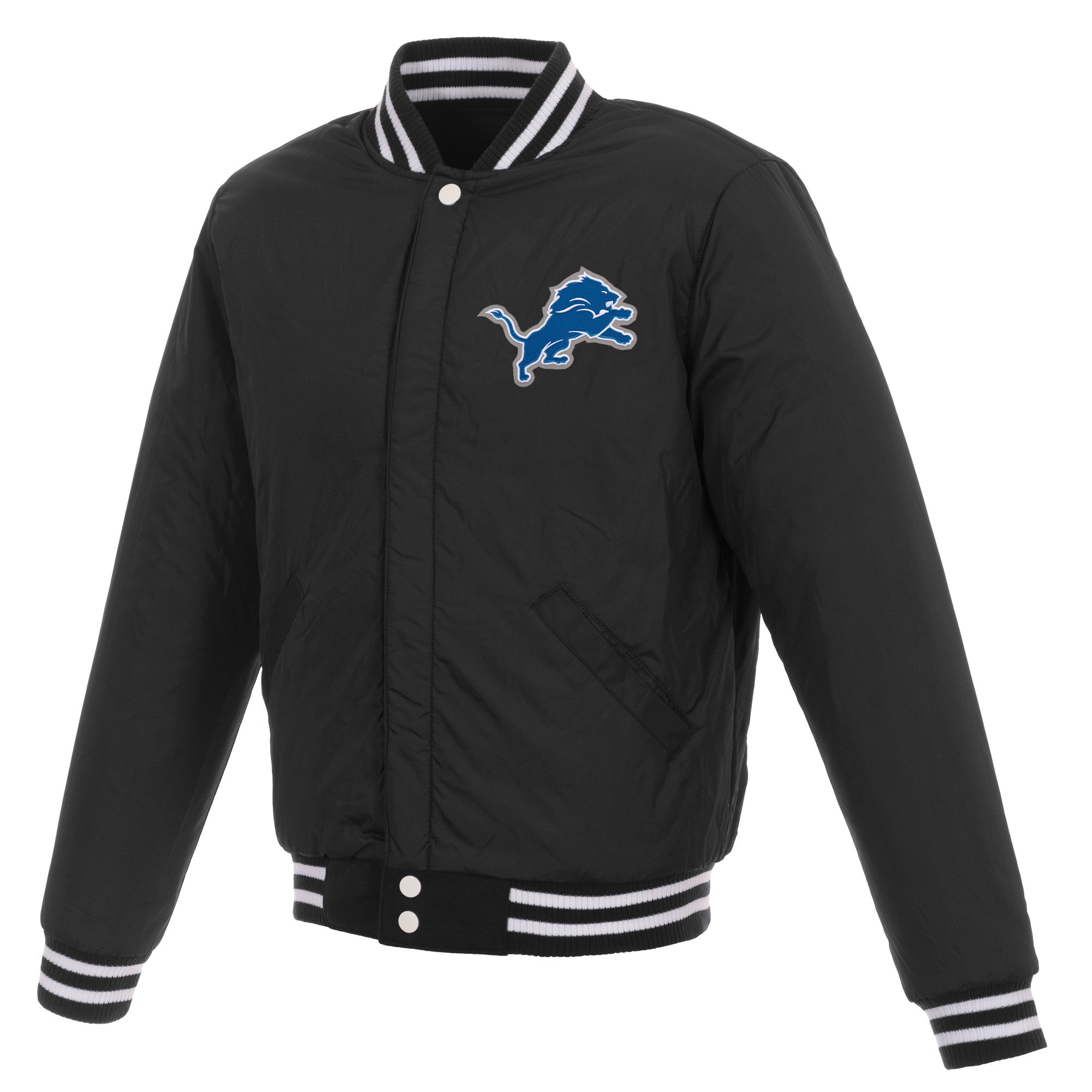 Detroit Lions - JH Design Reversible Fleece Jacket with Faux Leather ...